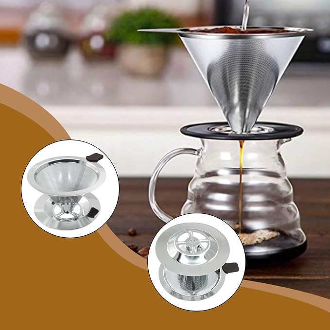 Waziaqoc Pour Over Coffee Dripper, Reusable Paperless Coffee Filter - Image 4