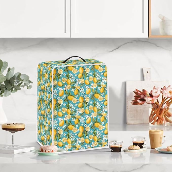 Lemon Print Coffee Maker Dust Cover Theme Appliance - Image 3