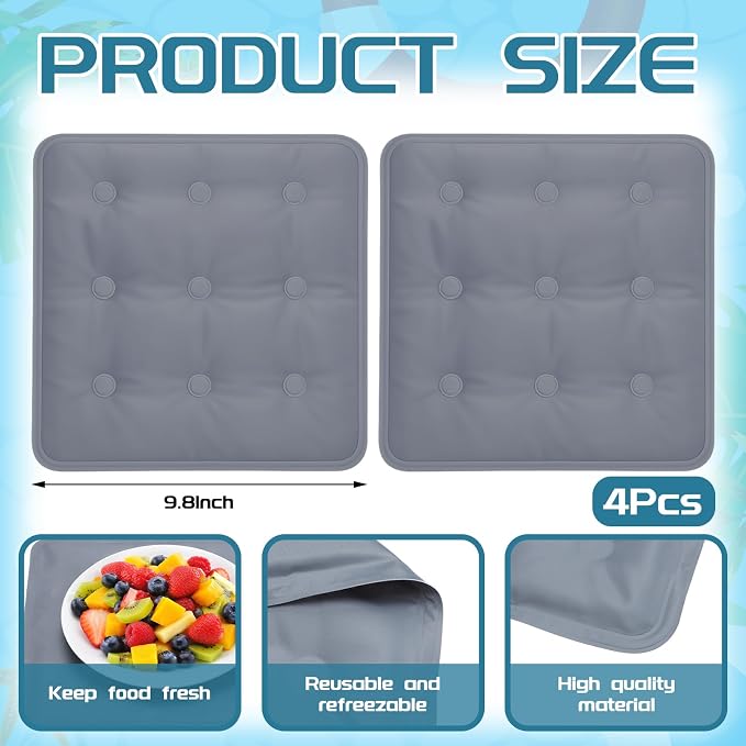 Reallnaive 4 Pcs Cooling Mat for Food Reusable Freezable Ice Mat for Buffet - Image 2