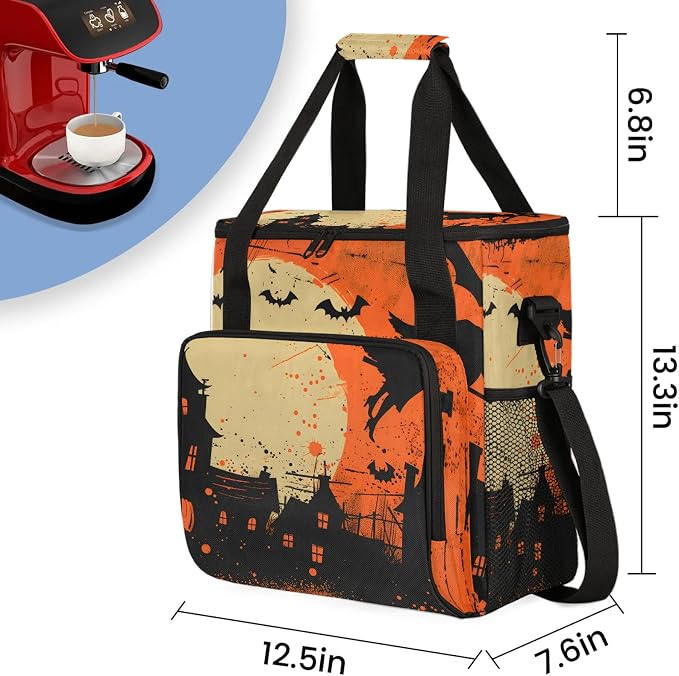 Halloween Themed Coffee Maker Carring Bag, Large Insulated Storage Organizer - Image 2