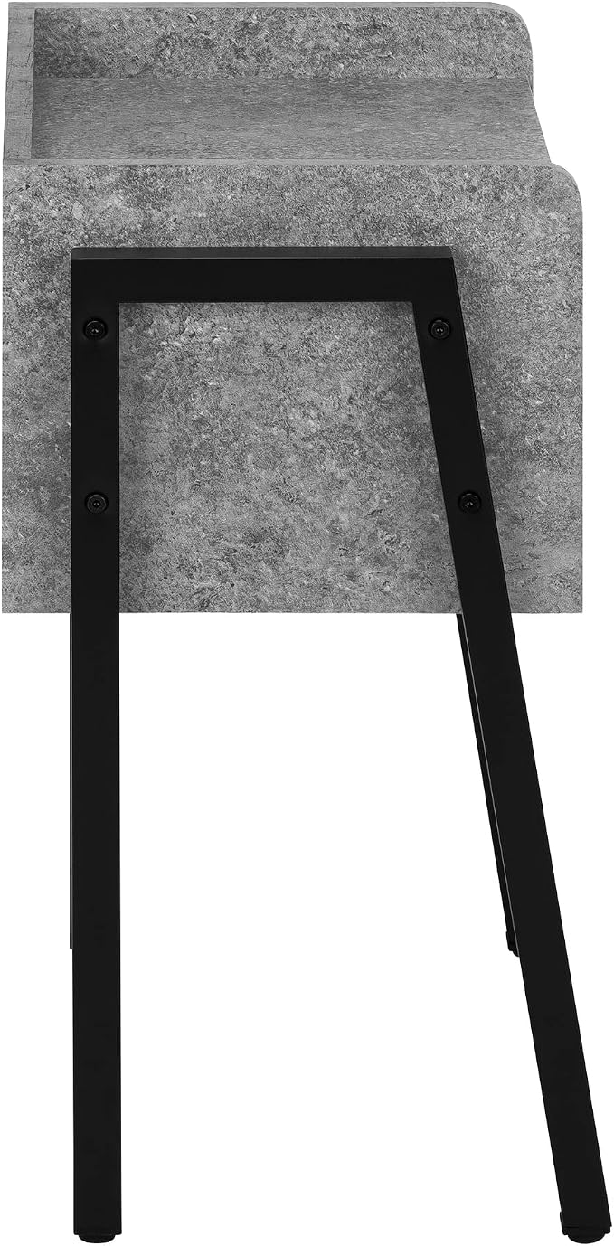 Slim Grey End Table with Storage Cubby, Modern 2-Tier Accent Side Table with - Image 7