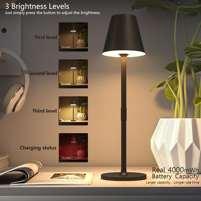 Timjorman 4-Pack Cordless Table Lamps - 5000mAh Rechargeable Battery Operated - Image 2