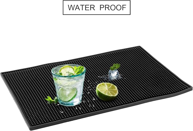 4 Pack 6 x 12 Inch Rubber Bar Service Mat, Coffee Bar Mats - Image 4