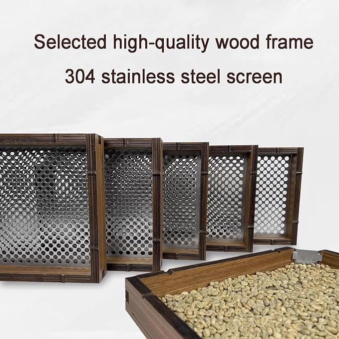 Coffee Bean Grading Sieve, Stainless Steel Screen and Wooden Frame, Round Hole - Image 6
