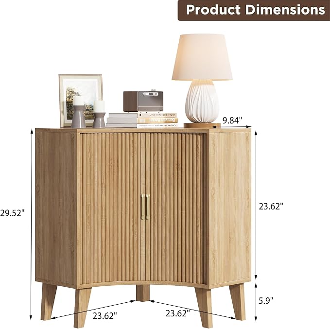 Fluted Corner Cabinet, Small Corner Floor Cabinet - Image 2