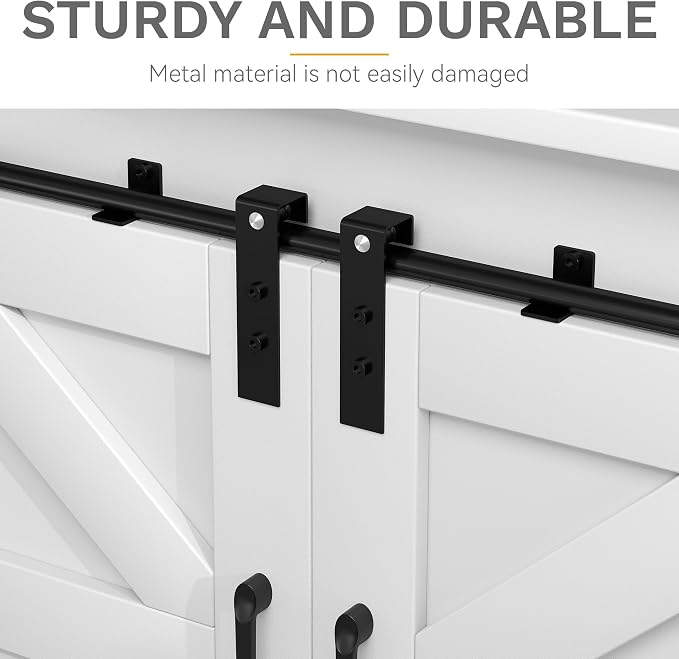DWVO Farmhouse Buffet Cabinets, Sliding Barn Door Sideboard Cabinet - Image 7