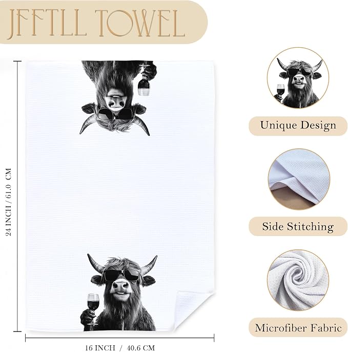 Funny Cow Decor Kitchen Towels, Cow Gift Dish Tea Towel - Image 7