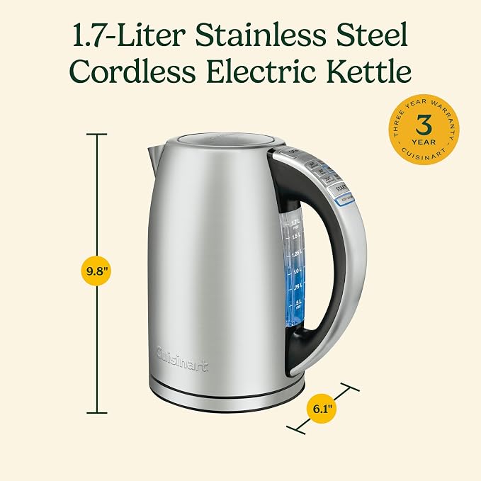 Cuisinart PerfecTemp 1.7-Liter Electric Kettle, Cordless Electric Tea Kettle - Image 8