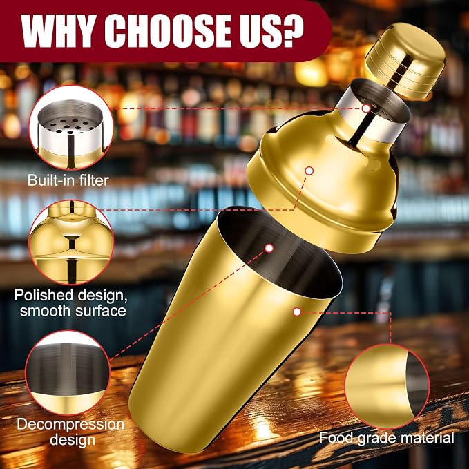 Nitial 6 Pcs Bar Cocktail Shaker Professional Stainless Steel Martini Drink - Image 3
