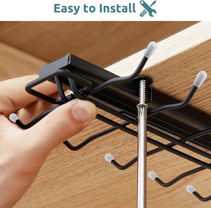 LiaMeE Sliding Mug Hooks Under Cabinet - Image 5