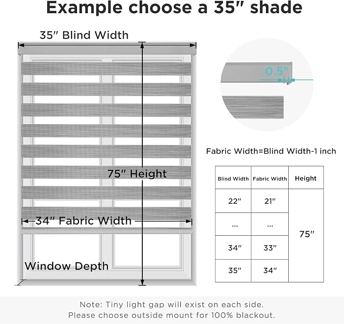 Joydeco Cordless Zebra Blinds for Windows, Dual Layer Light Control Window - Image 9