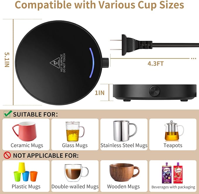 Coffee Mug Warmer for Desk 4H Auto Shut Off, Smart Coffee Cup Warmer - Image 4