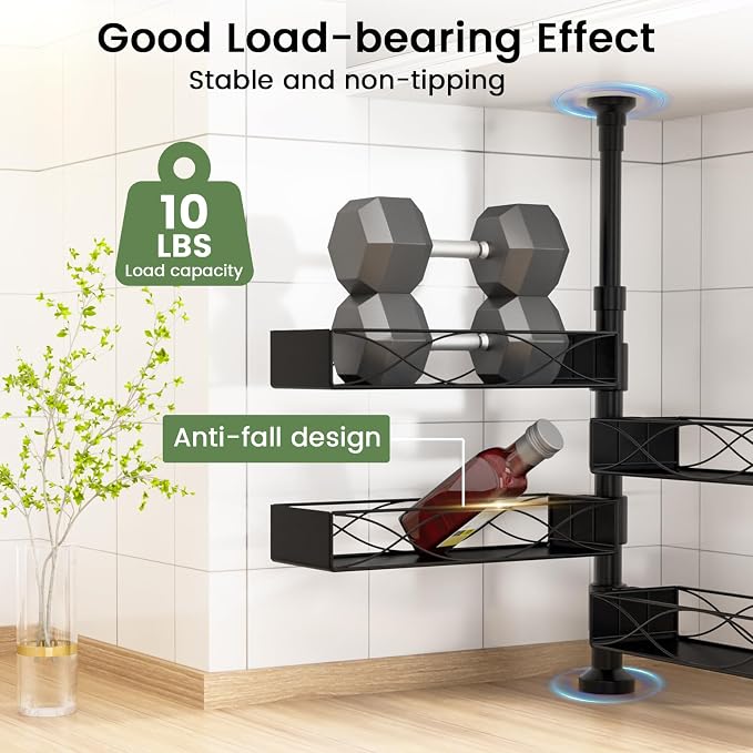 Mixoo Spice Rack Organizer Tension Pole, 4-Tier Adjustable Spice/Seasoning - Image 6