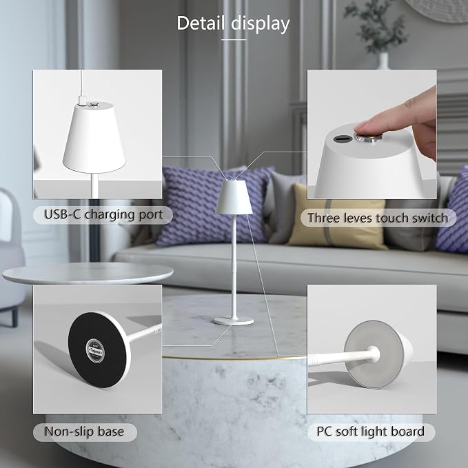 Timjorman 4-Pack Cordless Table Lamps - 5000mAh Rechargeable Battery Operated - Image 6