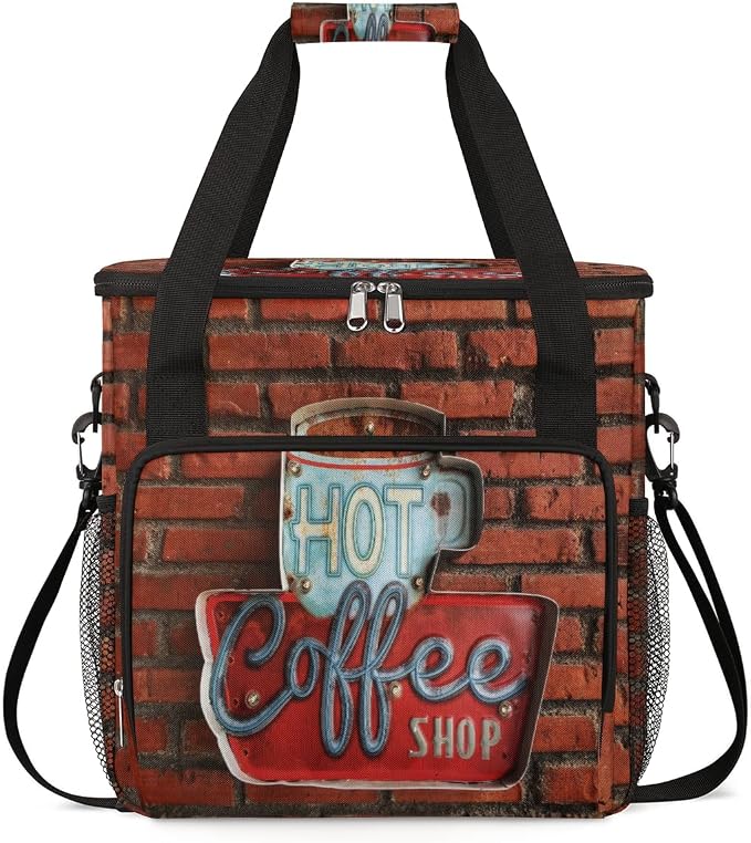 Vintage Red Brick Coffee Maker Carring Bag Travel Carrying Storage Tote by FengQuGou