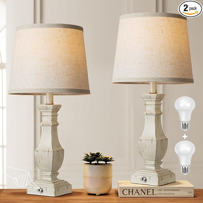 ROTTOGOON Dimmable Table Lamps Set of 2, Rustic Farmhouse Table Lamps by ROTTOGOON