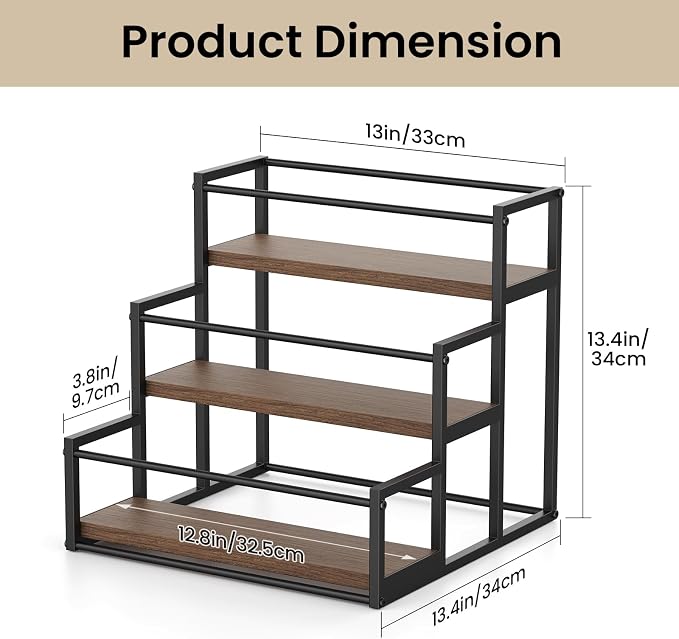 THYGIFTREE Liquor Bottle Display Shelf, 3 Tier Coffee Syrup Rack Organizer & - Image 3