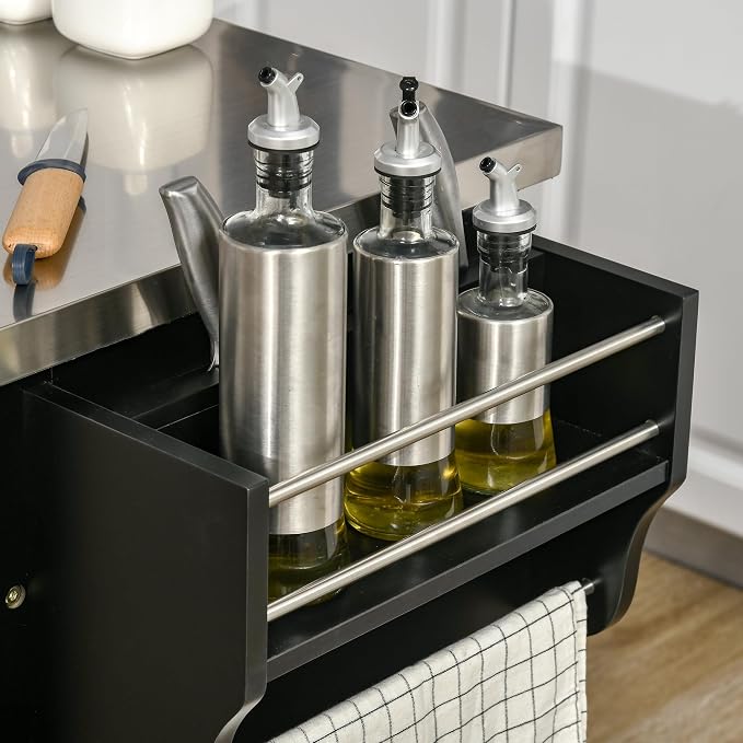 HOMCOM Kitchen Island on Wheels, Rolling Kitchen Cart - Image 9