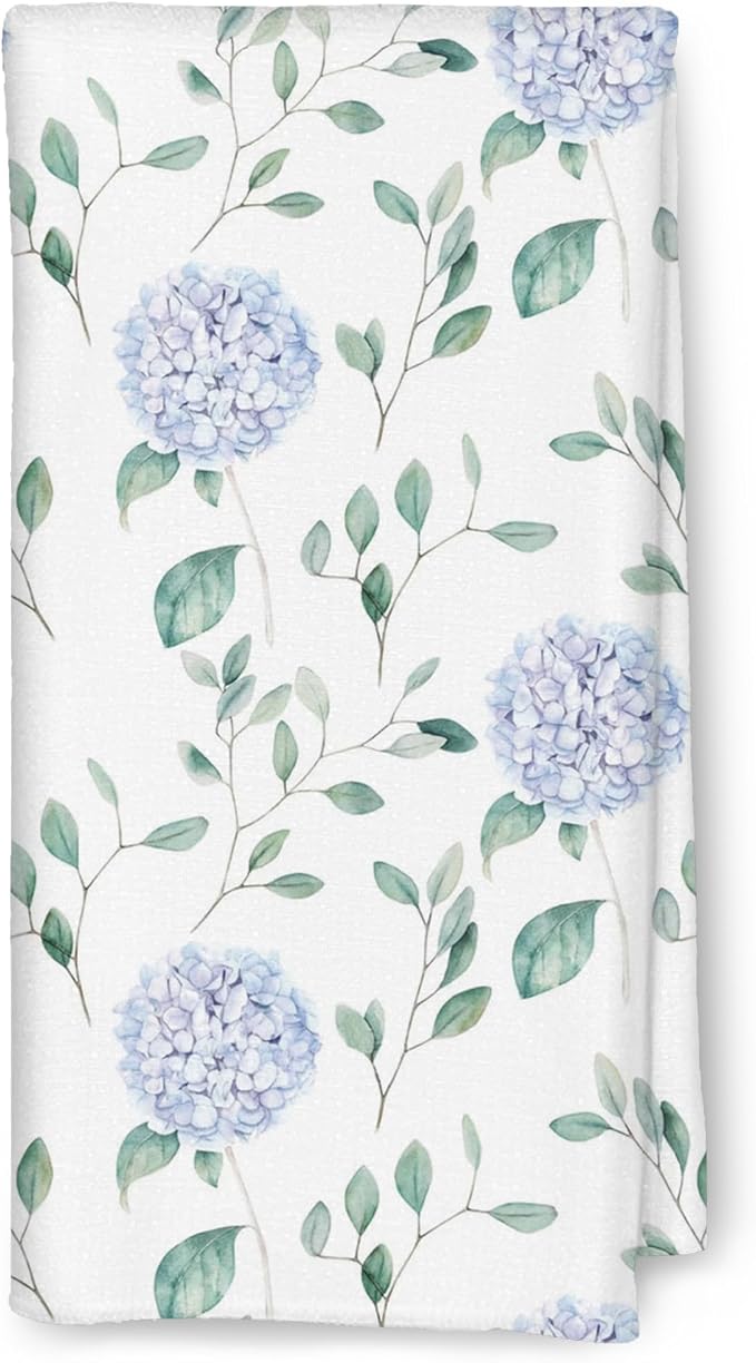 Hydrangea Kitchen Towels, Floral Kitchen Towels, Botanical Flower Dish Towels by LoveandHome