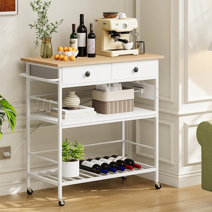 HOOBRO Kitchen Island with Storage, Rolling Island Cart - Image 4