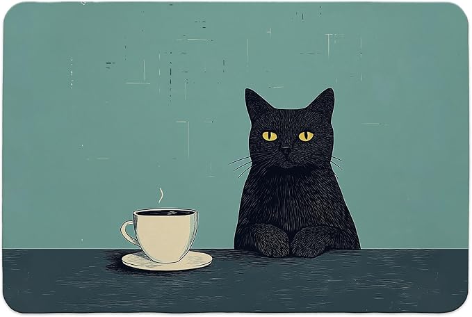 Black Cat Dish Drying Mat，Cat Lovers Mom Grandma Gifts by Unknown