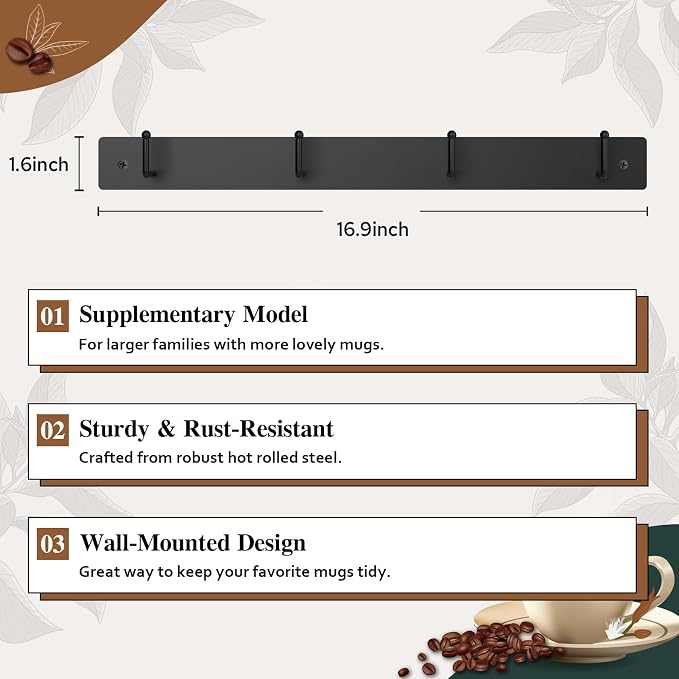 HULISEN Coffee Mug Holder Wall Mounted - Image 3