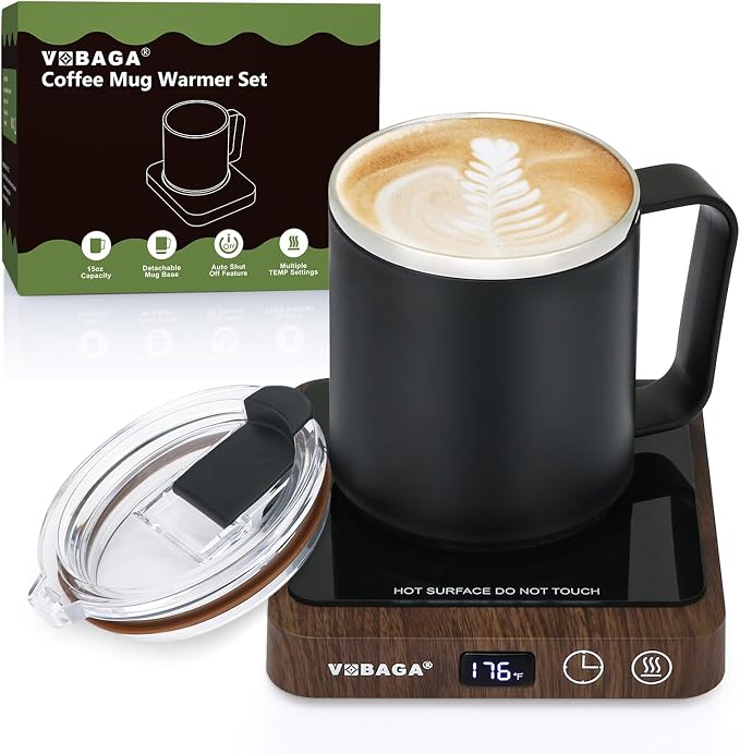 VOBAGA Coffee Mug Warmer &15oz Mug Set by VOBAGA
