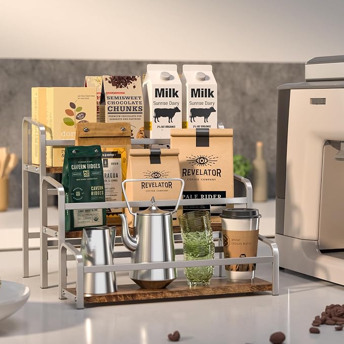 DTUQYX Coffee Syrup Organizer 3-Tier, 12 Bottles Capacity Coffee Syrup Rack - Image 5