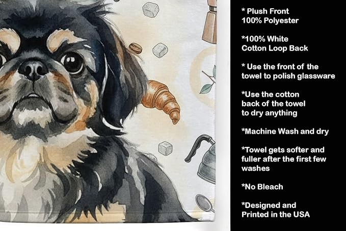 Caroline's Treasures Black and Tan Pekingese Coffee Bar Kitchen Towel Velour - Image 4