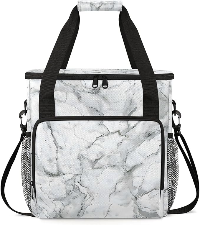 Marble Grey White Coffee Maker Carring Bag, Large Insulated Storage Organizer by Home