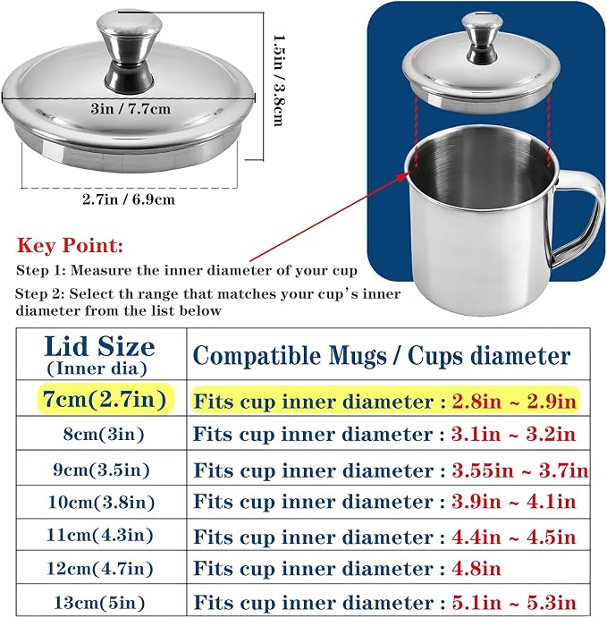 2.7Inch Stainless Steel Universal Drink Covers​, Gooseneck Kettle Lid, Mini Lid - Image 2