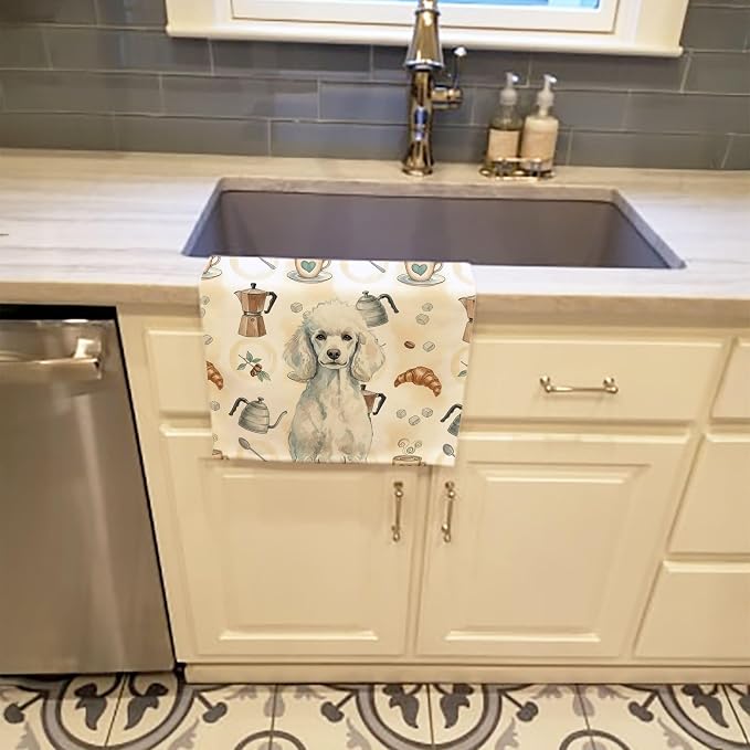 Caroline's Treasures Standard White Poodle Coffee Bar Kitchen Towel Velour - Image 2