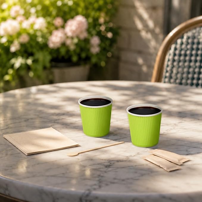 Restaurantware Ripple Wall Coffee Cups 25 Count 4 Ounce Insulated Eco Green - Image 4