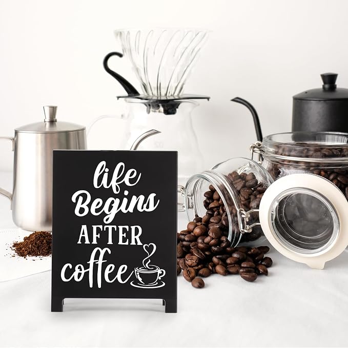 Life Begins After Coffee Desk Decor Sign Retro Coffees Shop Table Display - Image 5