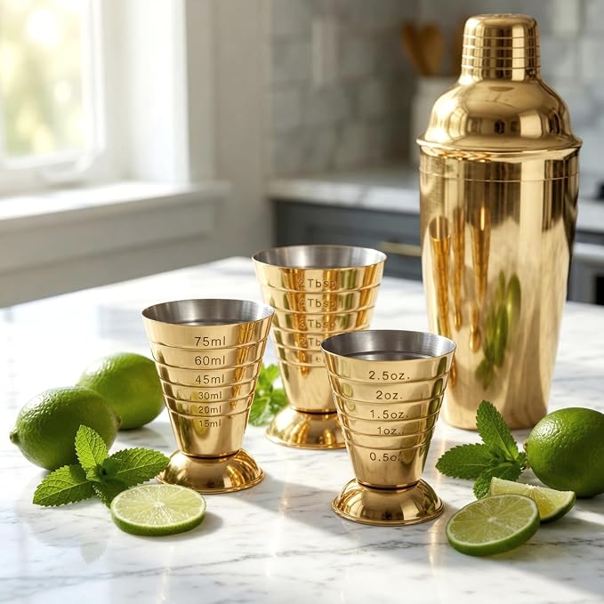 Homestia Gold Multi Unit Measuring Cup, Stainless Steel Bar Jigger - Image 2