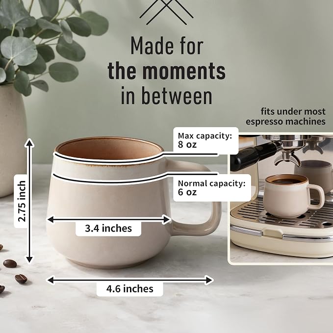 Ava Nord Small Ceramic Coffee Mugs Set of 4 | 8 oz Stoneware Coffee Cups | - Image 2