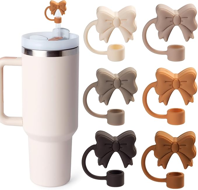 6PCS Bow Straw Toppers, Cute Straws Covers by WelcometoLinmaya