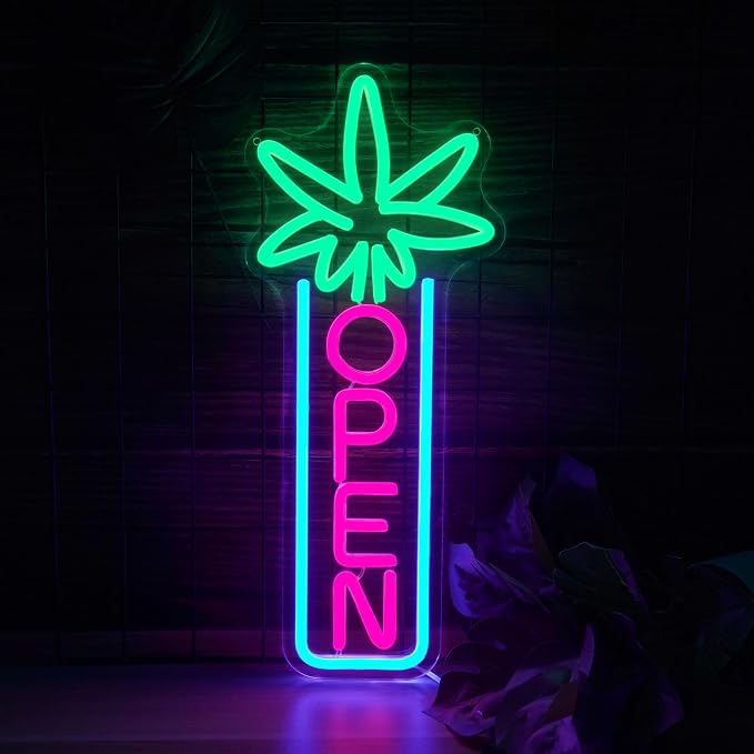 Green Leaf Neon Sign Dimmable Open Neon Lights by Unknown