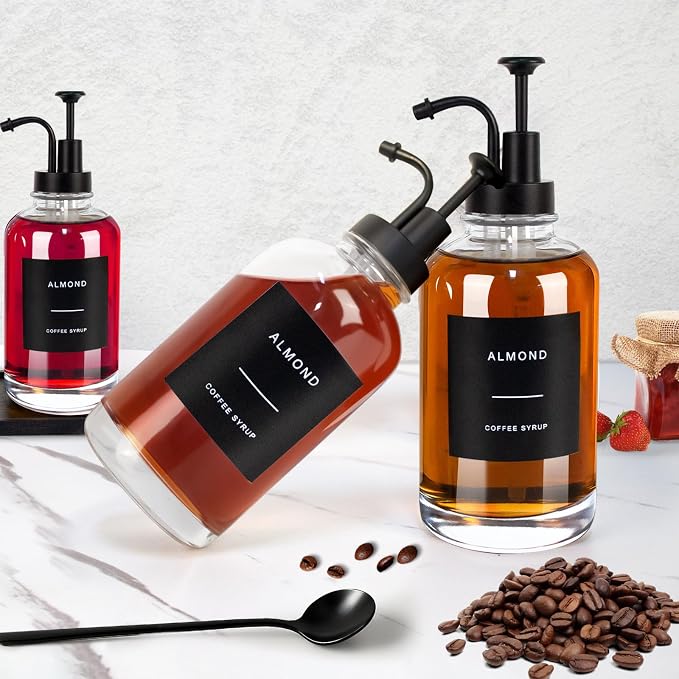 Coffee Syrup Dispenser for Coffee Bar, 16.9 oz 500ml Syrup Pump Dispenser - Image 3