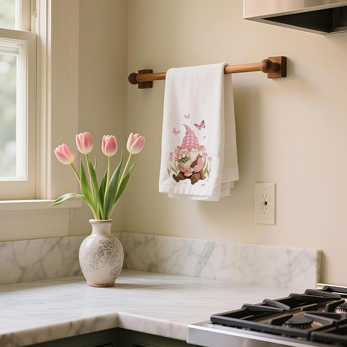 CUTHOLLOW Gnome and Flower Decorative Kitchen Towels Set of 4, 15.74"x23.62" - Image 7