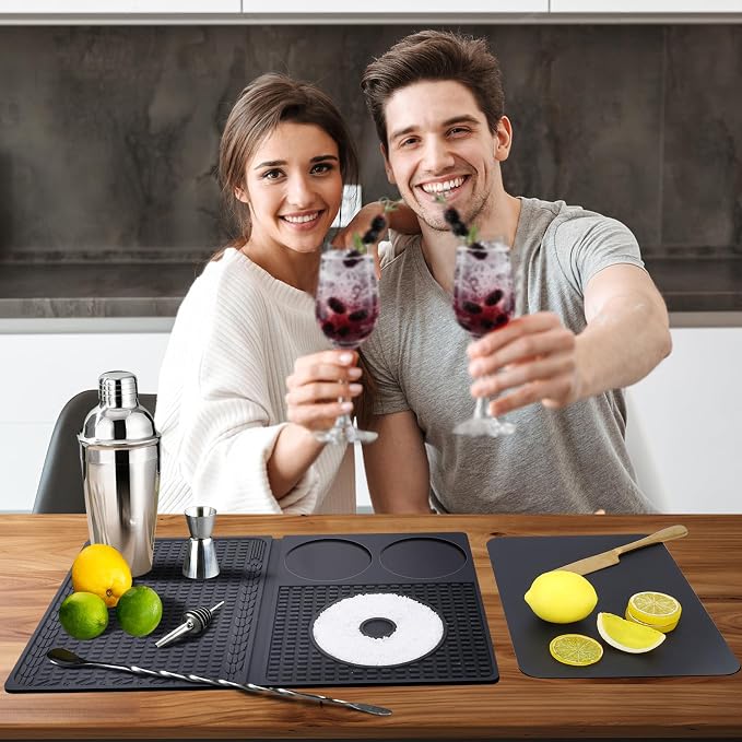 Bar Mat for Countertop Foldable, 12 x 18 Inch Silicone Rubber Coffee Home - Image 6