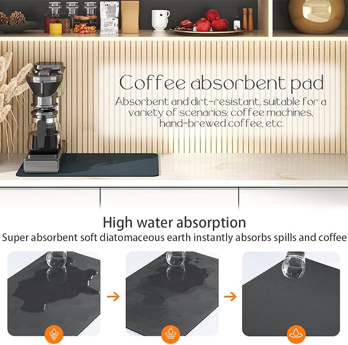Coffee Mat Rubber Backed, Absorbent Coffee Maker Mat - Image 2