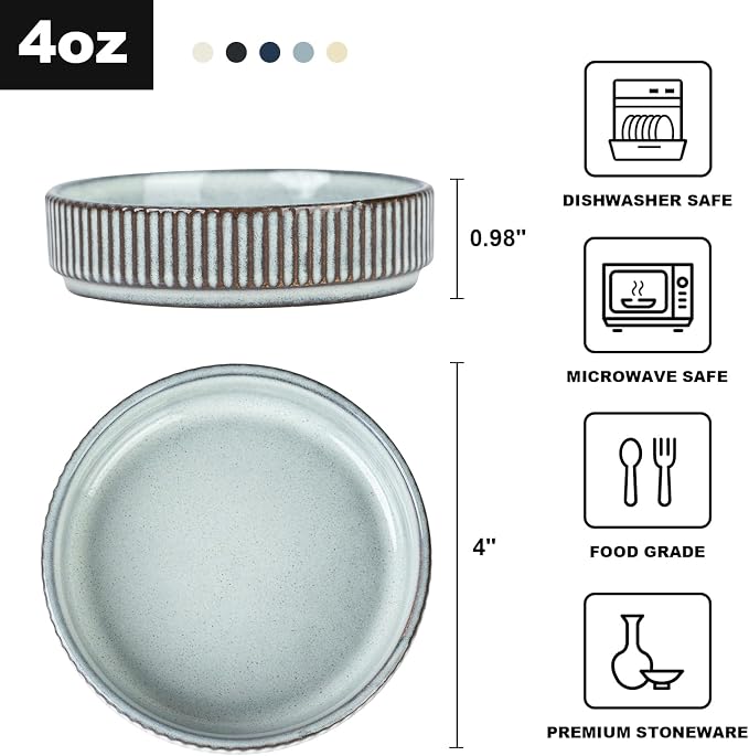 famiware Star Soy Sauce Dish Ceramic Dipping Bowls Set of 6, 4 oz Individual - Image 2