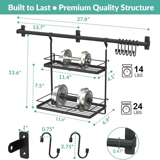 NADAMOO Spice Rack Wall Mount, 2-Tier Storage Shelf - Image 5
