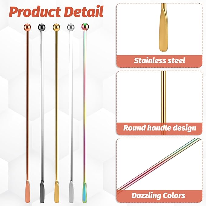 8 Pcs 7" Swizzle Sticks Cocktails Stirs Reusable Coffee Stirrers Drink Stirrers - Image 3