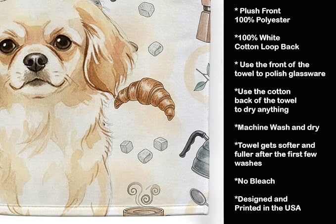 Caroline's Treasures Cream Tibetan Spaniel Coffee Bar Kitchen Towel Velour - Image 4