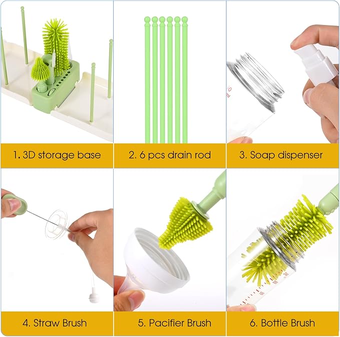 Travel Bottle Washing Kit with Storage Case, 7-in-1 Baby Travel Bottle Cleaner - Image 4