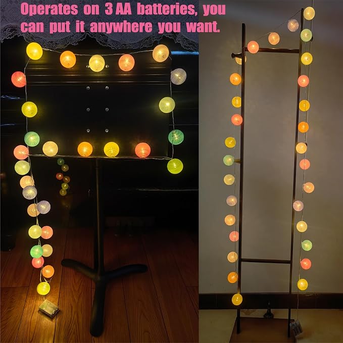 Gardeningwill 3M/10Ft 30 Mixed Color Ball LED Xmas Wedding Battery Operated - Image 7