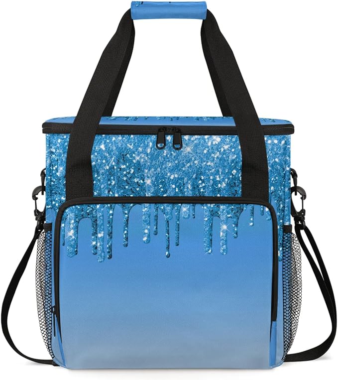 Diamond Blue Glitter Coffee Maker Carring Bag, Large Insulated Storage by Home