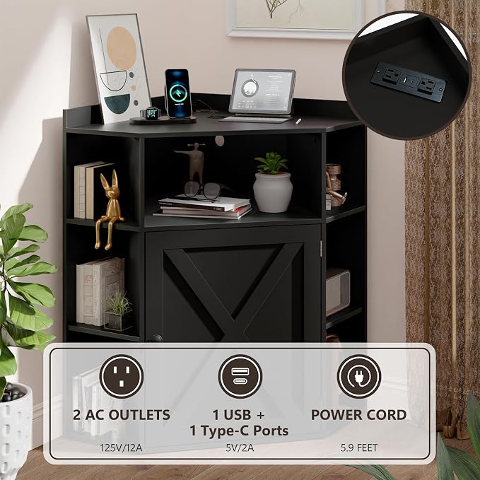 Vabches Corner Cabinet, Corner Storage Shelf - Image 3